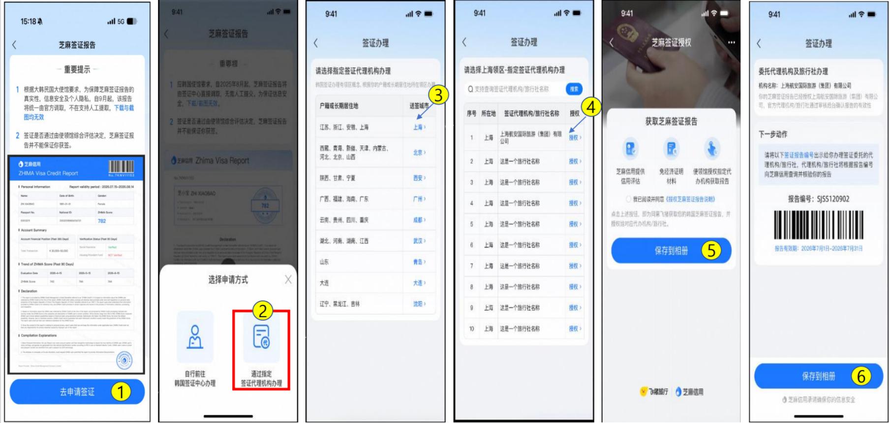韩国观光（C39）签证芝麻信用报告